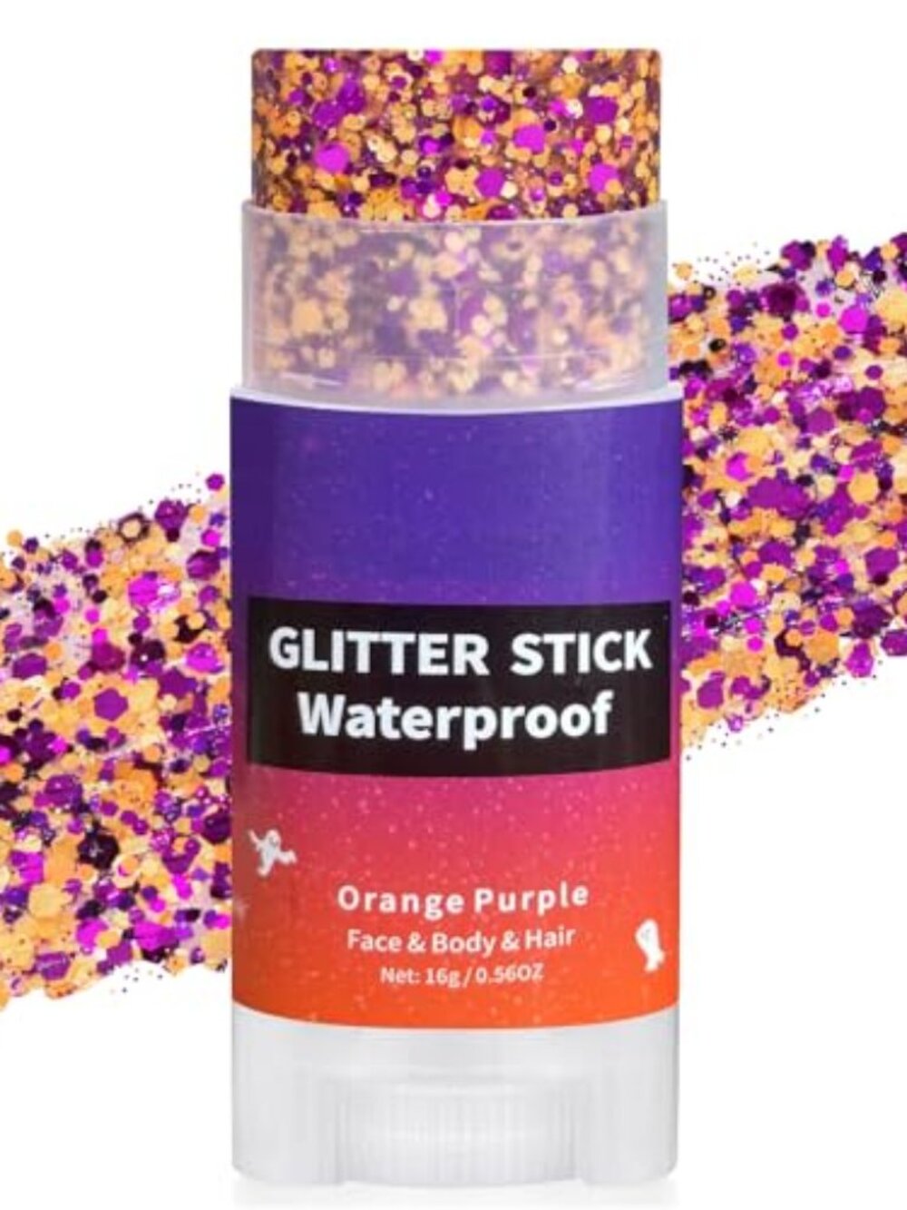 Halloween Purple Orange Hair Glitter Stick,Orange and Purple Body Face Glitter